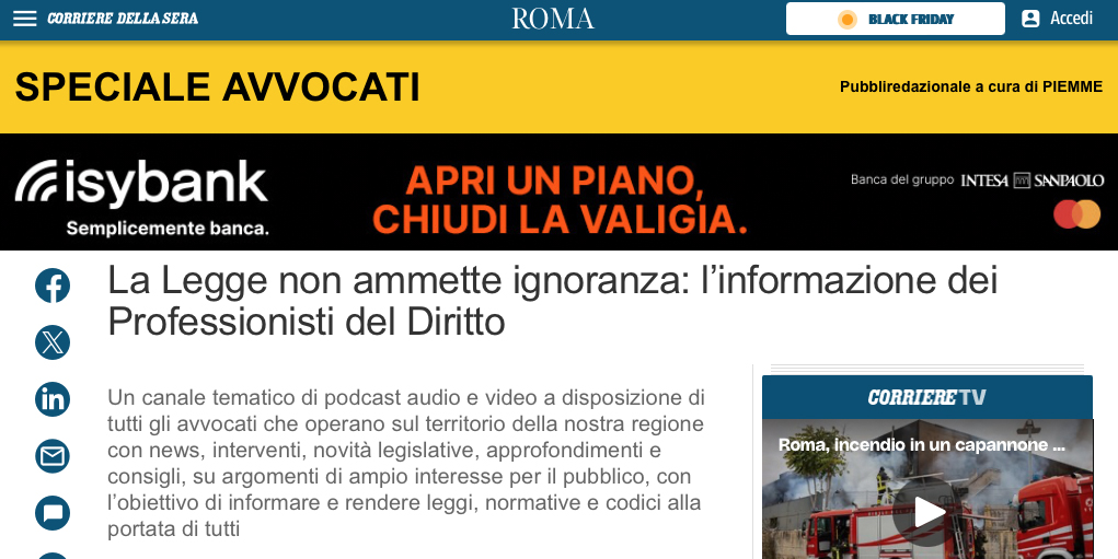 Partner Avvocati Regione Lazio Corriere della Sera